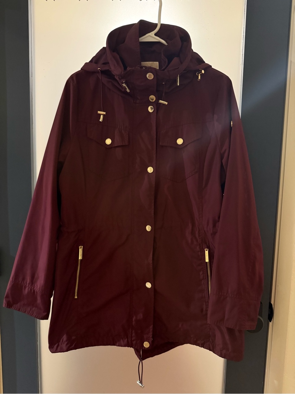 Michael Kors Maroon Hooded Utility Jacket